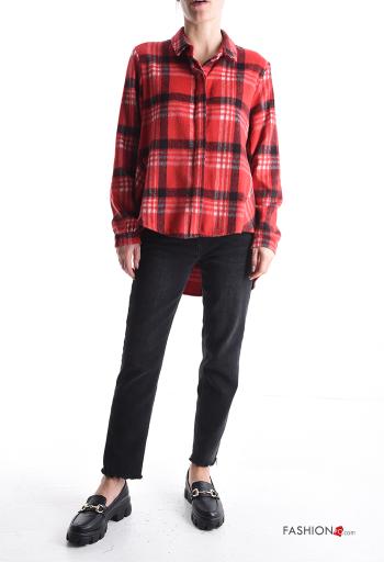 Camicia asimmetrico maniche lunghe con colletto Fantasia tartan con bottoni - ph 5