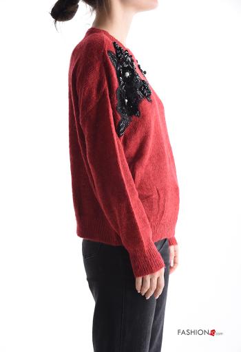 long sleeve crew neck Wool Mix Sweater with sequins - ph 3