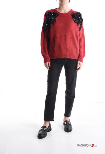 long sleeve crew neck Wool Mix Sweater with sequins - ph 5