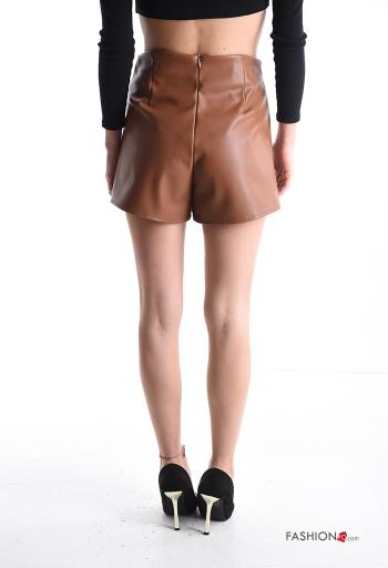 Gonna-Pantalone corto ecopelle vita alta con zip - ph 2