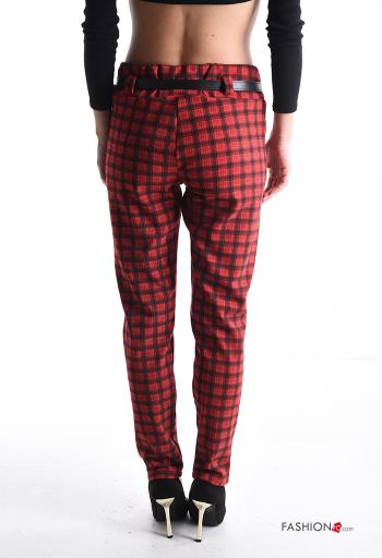 Pantalone skinny Fantasia tartan con elastico con cintura con tasche - ph 2