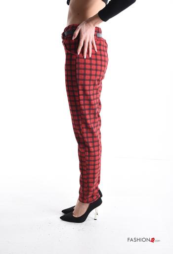 Pantalone skinny Fantasia tartan con elastico con cintura con tasche - ph 3