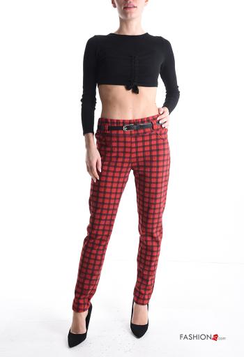 Pantalone skinny Fantasia tartan con elastico con cintura con tasche - ph 5
