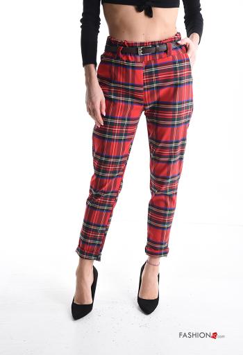 Pantalone Fantasia tartan con elastico con cintura con tasche