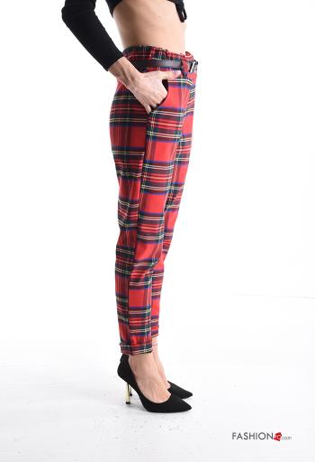 Pantalone Fantasia tartan con elastico con cintura con tasche - ph 3