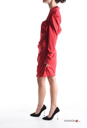 Abito corto con elastico con borchie con balze con strass - ph 3