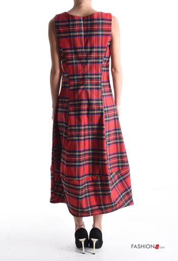 Tartan long a-line sleeveless crew neck Dress with zip - ph 2