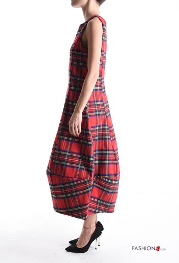Tartan long a-line sleeveless crew neck Dress with zip - ph 3