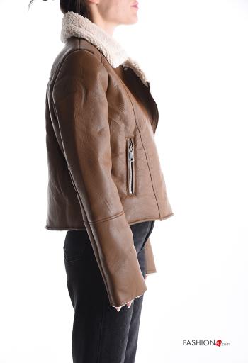 faux leather Biker Jacket with pockets without lining with zip - ph 3