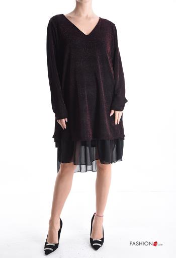 Abito chiffon lurex maniche lunghe scollo a V - ph 1