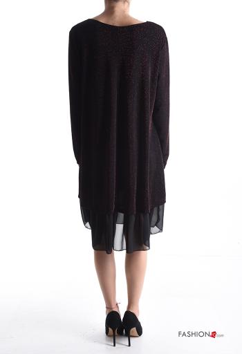 Abito chiffon lurex maniche lunghe scollo a V - ph 2