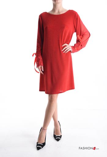 Abito pizzo girocollo al ginocchio chiffon lurex - ph 1