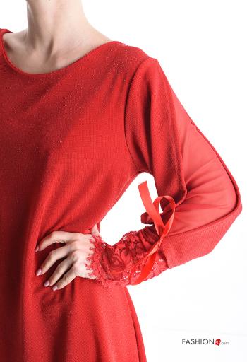 Abito pizzo girocollo al ginocchio chiffon lurex - ph 4