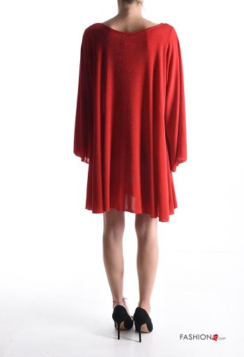 crew neck chiffon ruffle sleeve lurex Dress with lining - ph 2