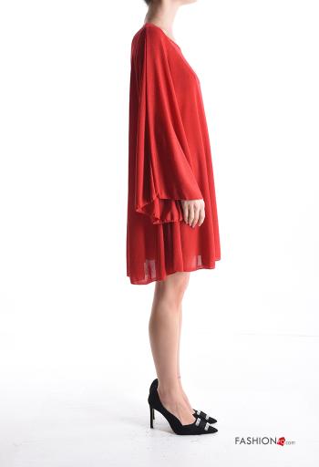 crew neck chiffon ruffle sleeve lurex Dress with lining - ph 3