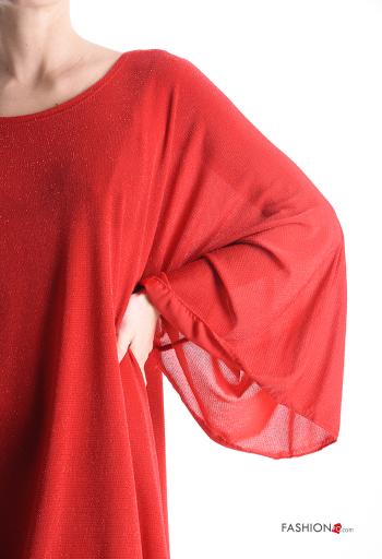 crew neck chiffon ruffle sleeve lurex Dress with lining - ph 4