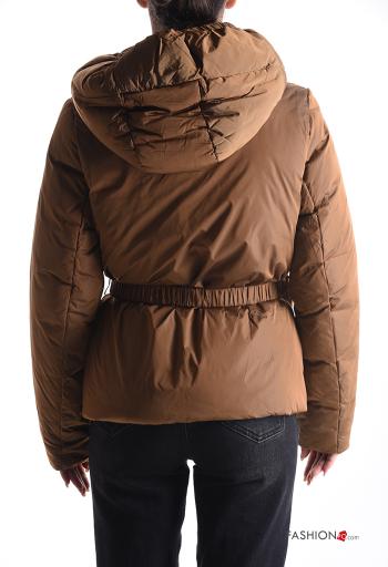 Puffer Jacket with belt with hood with lining with pockets with zip with Pouch bag - ph 2