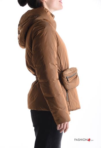 Puffer Jacket with belt with hood with lining with pockets with zip with Pouch bag - ph 3