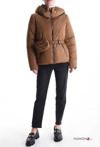 Puffer Jacket with belt with hood with lining with pockets with zip with Pouch bag - ph 5