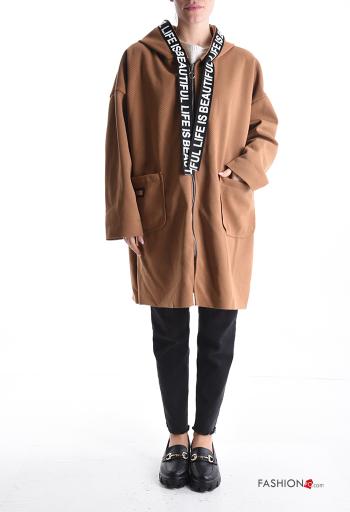 Coat with pockets without lining with zip with hood - ph 1