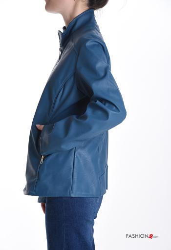 Veste faux cuir avec fermeture éclair sans doublure avec poches - ph 3