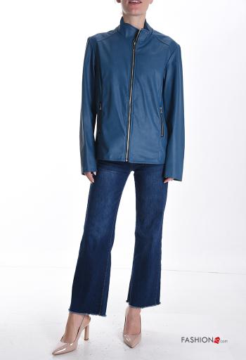 Veste faux cuir avec fermeture éclair sans doublure avec poches - ph 5