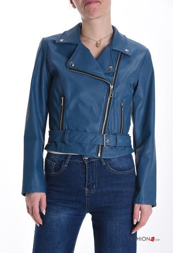 Veste à collet sans doublure avec fermeture éclair avec poches avec ceinture