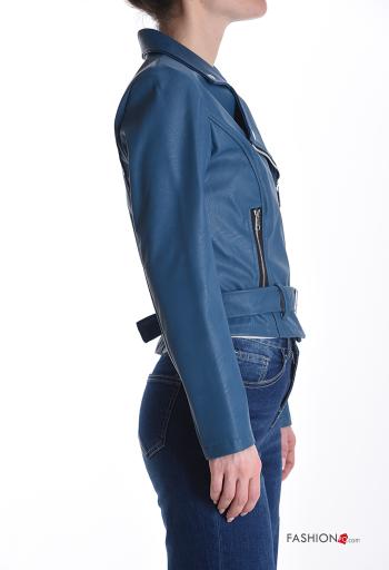 Veste à collet sans doublure avec fermeture éclair avec poches avec ceinture - ph 3