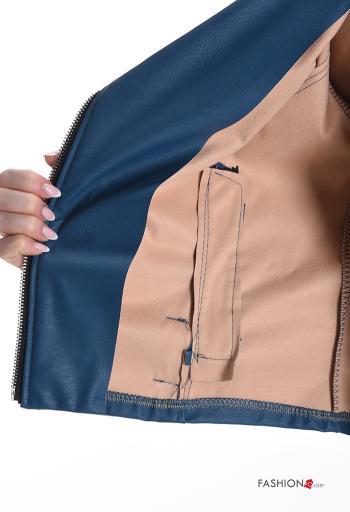 Veste à collet sans doublure avec fermeture éclair avec poches avec ceinture - ph 6