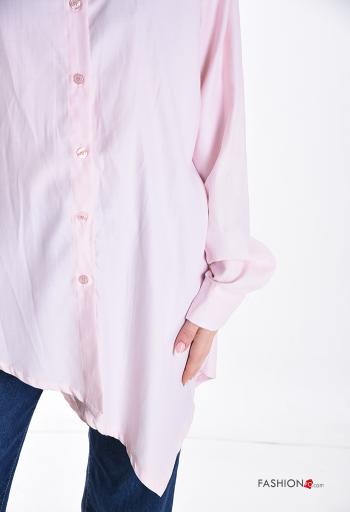 Camicia in Cotone asimmetrico maniche lunghe con colletto con bottoni - ph 4