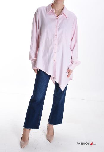 Camicia in Cotone asimmetrico maniche lunghe con colletto con bottoni - ph 5