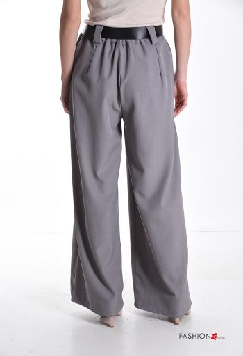 Pantalon wide leg avec poches avec ceinture avec élastique avec strass - ph 2