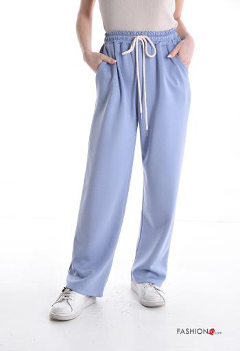Pantalone sportivo wide leg con tasche con elastico - ph 1
