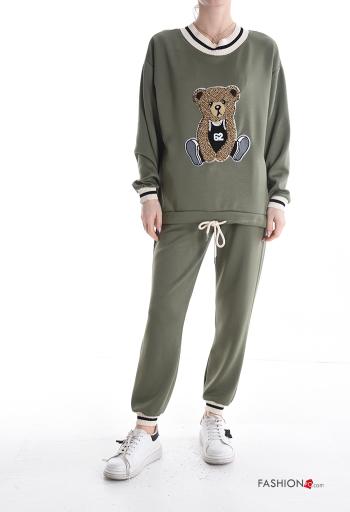 Animal motif long sleeve crew neck Sports set with pockets with elastic - ph 1