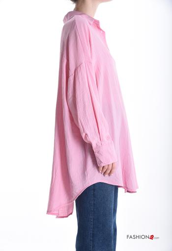 Camicia con colletto oversize maniche lunghe con bottoni - ph 3