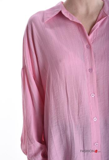 Camicia con colletto oversize maniche lunghe con bottoni - ph 4