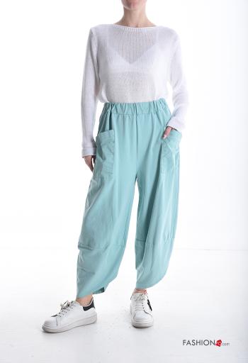 Pantalone in Cotone oversize con tasche con elastico - ph 5