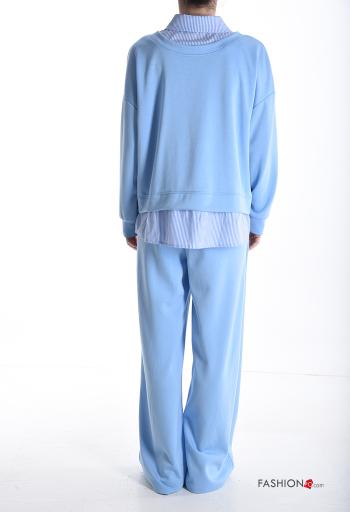 Tuta sportiva wide leg con colletto Fantasia righe con elastico con bottoni con tasche - ph 2
