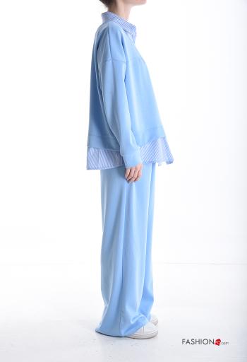 Tuta sportiva wide leg con colletto Fantasia righe con elastico con bottoni con tasche - ph 3