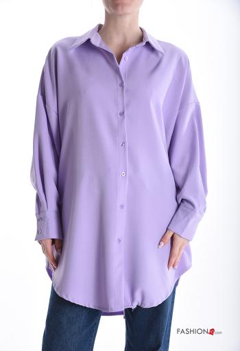 Chemise manches longues oversize à collet à boutons - ph 1