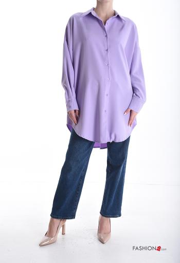 Chemise manches longues oversize à collet à boutons - ph 5