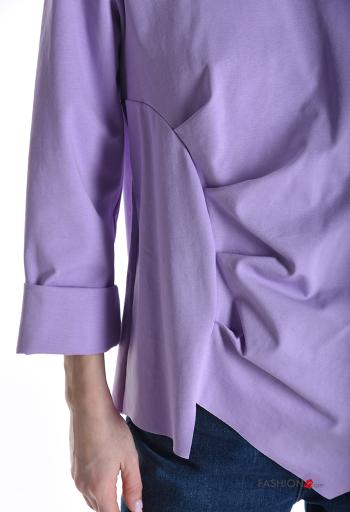 Blouse en Coton asymétrique col rond manches longues - ph 4