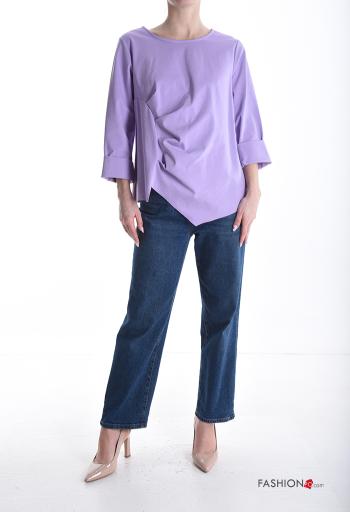 Blouse en Coton asymétrique col rond manches longues - ph 5