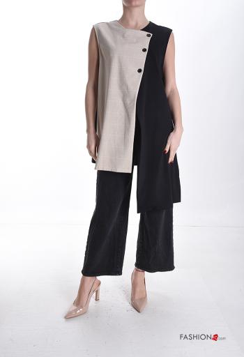 asymmetrical Cotton Gilet with buttons - ph 5