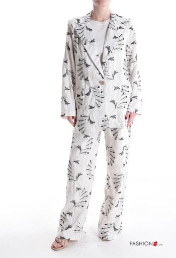 Blusão em Linho manga comprida com gola Padrão bordado com botões sem forro - ph 5