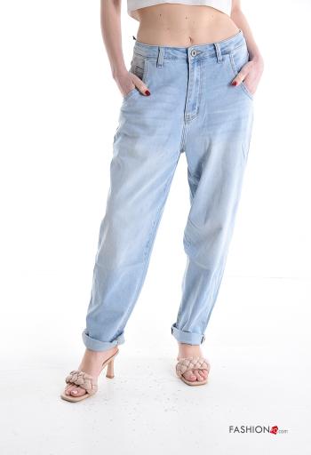 Cotton Jeans with buttons with zip with pockets - ph 1