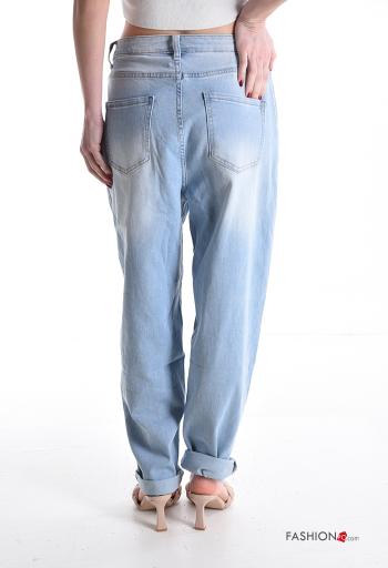 Cotton Jeans with buttons with zip with pockets - ph 2