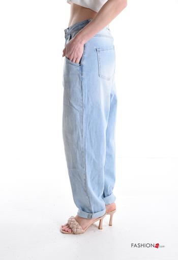 Cotton Jeans with buttons with zip with pockets - ph 3