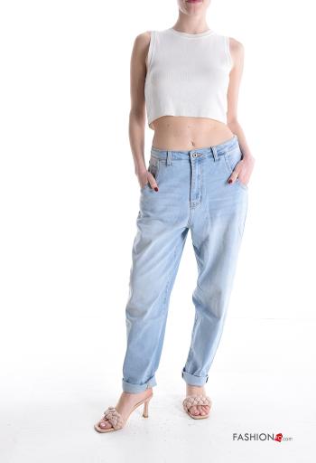 Cotton Jeans with buttons with zip with pockets - ph 5