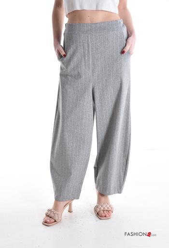 Pantalone oversize Fantasia righe con tasche con elastico